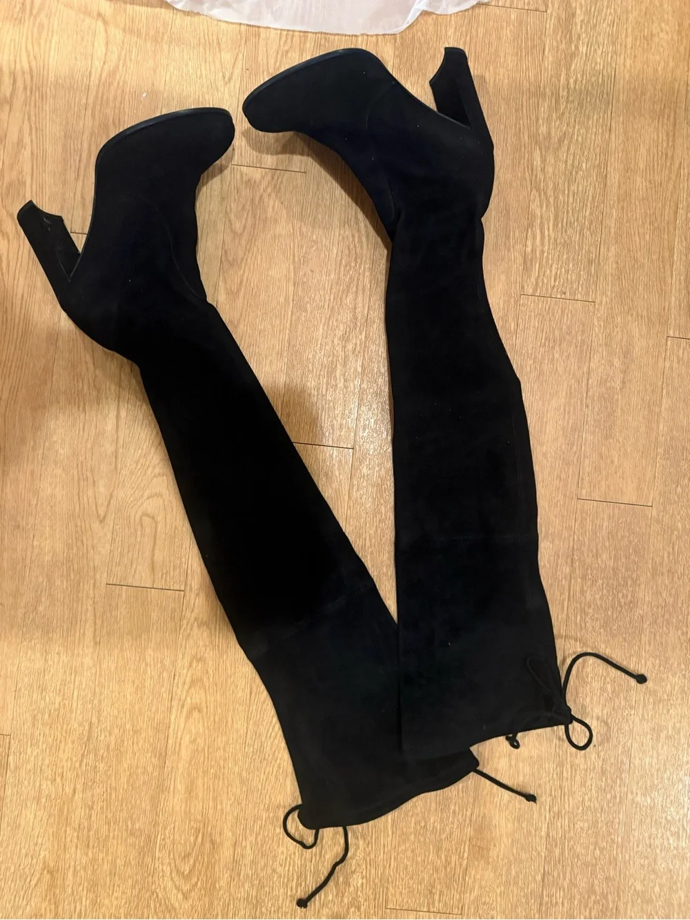 Stuart Weitzman Black Over-the-Knee Suede Heeled Boots